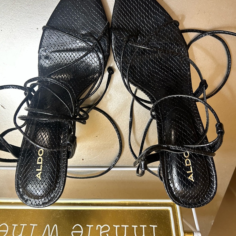 Aldo Black Sandals Sleek Strappy Design